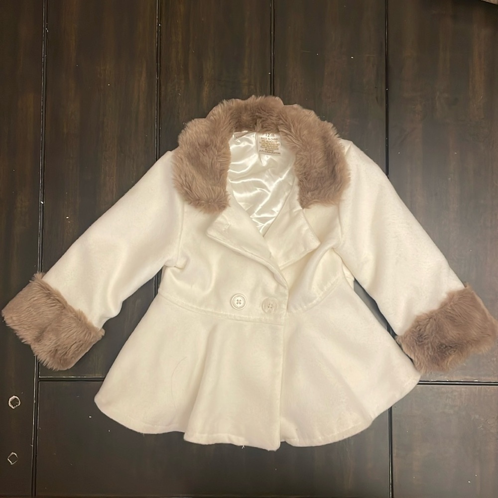 Kardashian Kids Cream Pea Coat w/Faux Fur